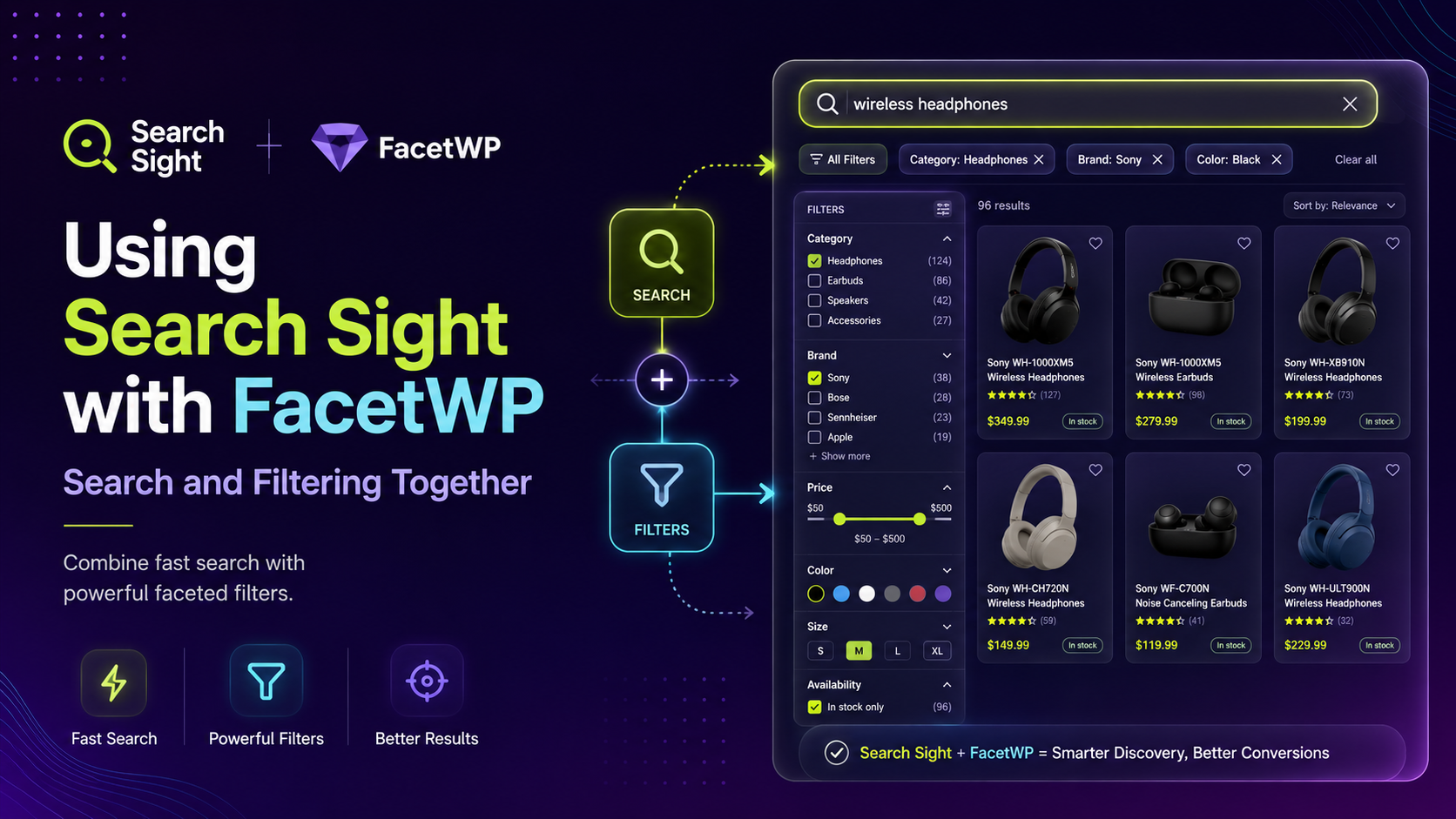 Using Search Sight with FacetWP: Search and Filtering Together